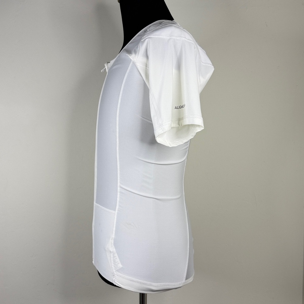 ALIGNMED Men’s White Postural Fitness Short Sleeve Zip-Up Top L - Picture 6 of 11